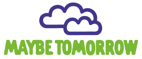 zwei Wolken, darunter Schriftzug "maybe tomorrow"